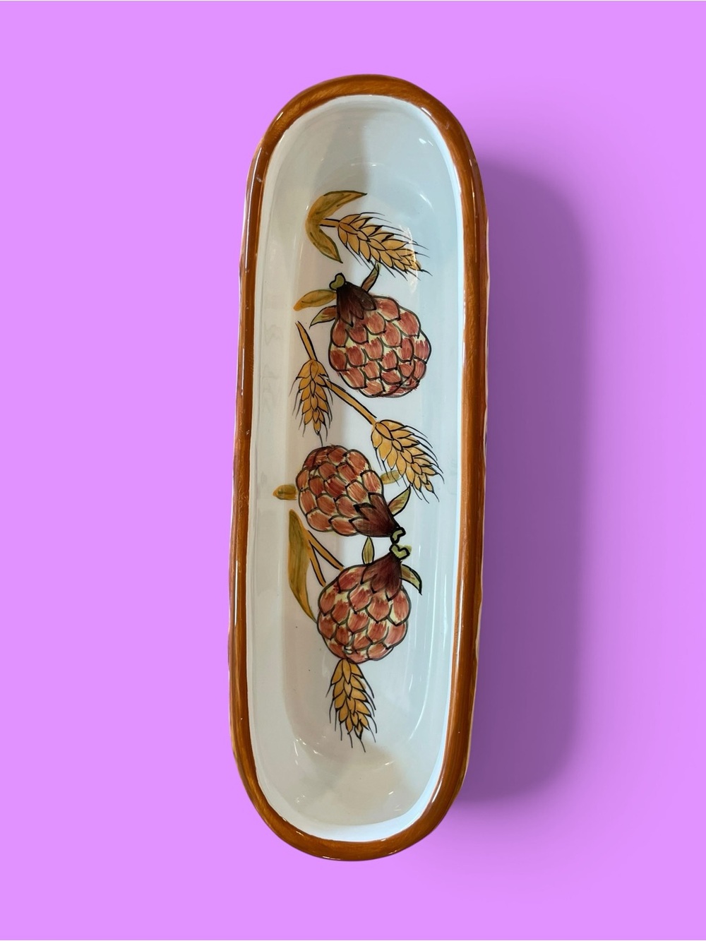 Cute ceramic acorns olive serving dish pencil tray retro vibes